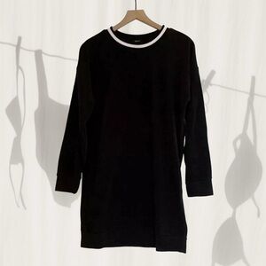 Forever 21 Black Sweatshirt Dress with White Ringer Collar Size S